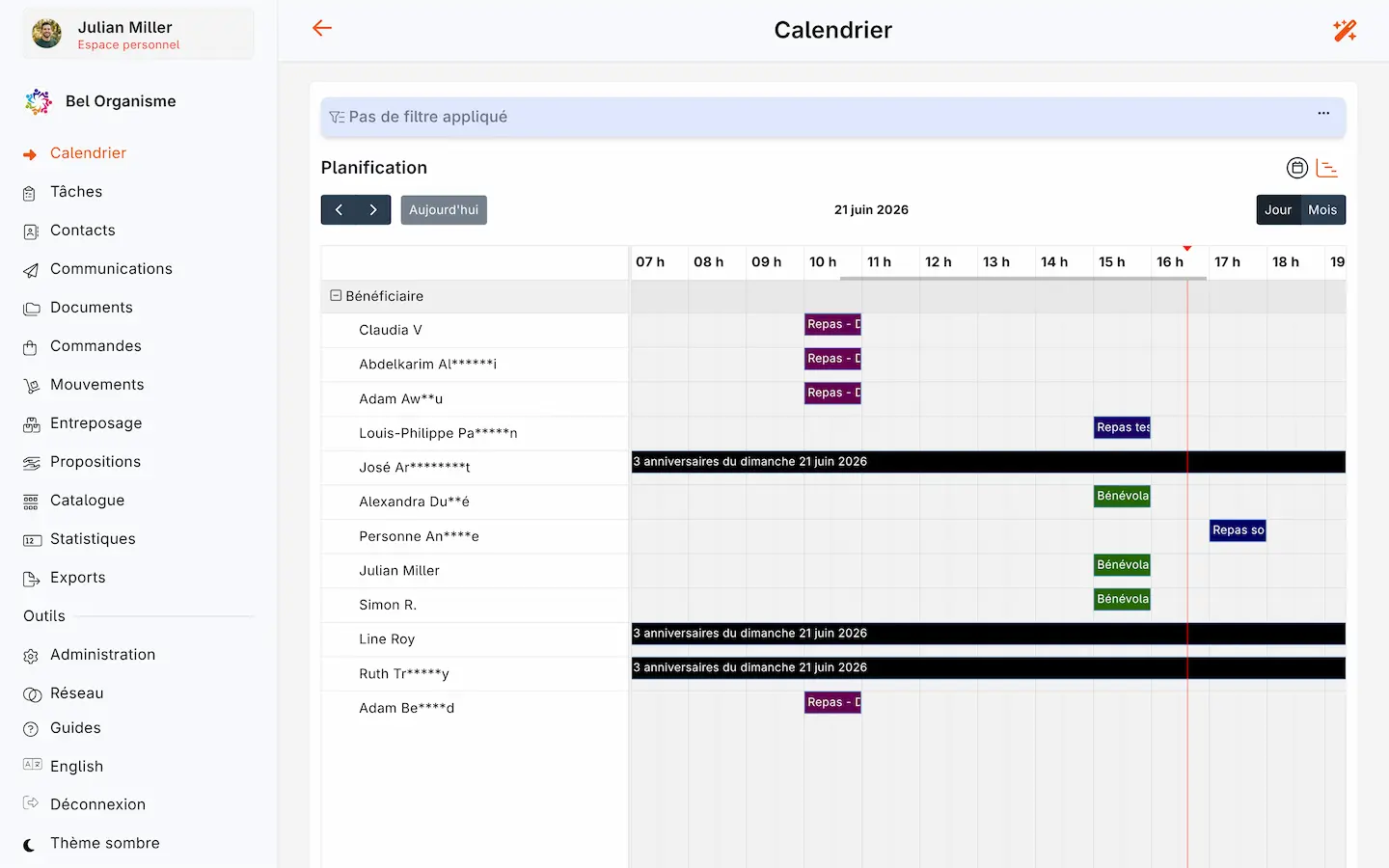 Activités et calendrier
